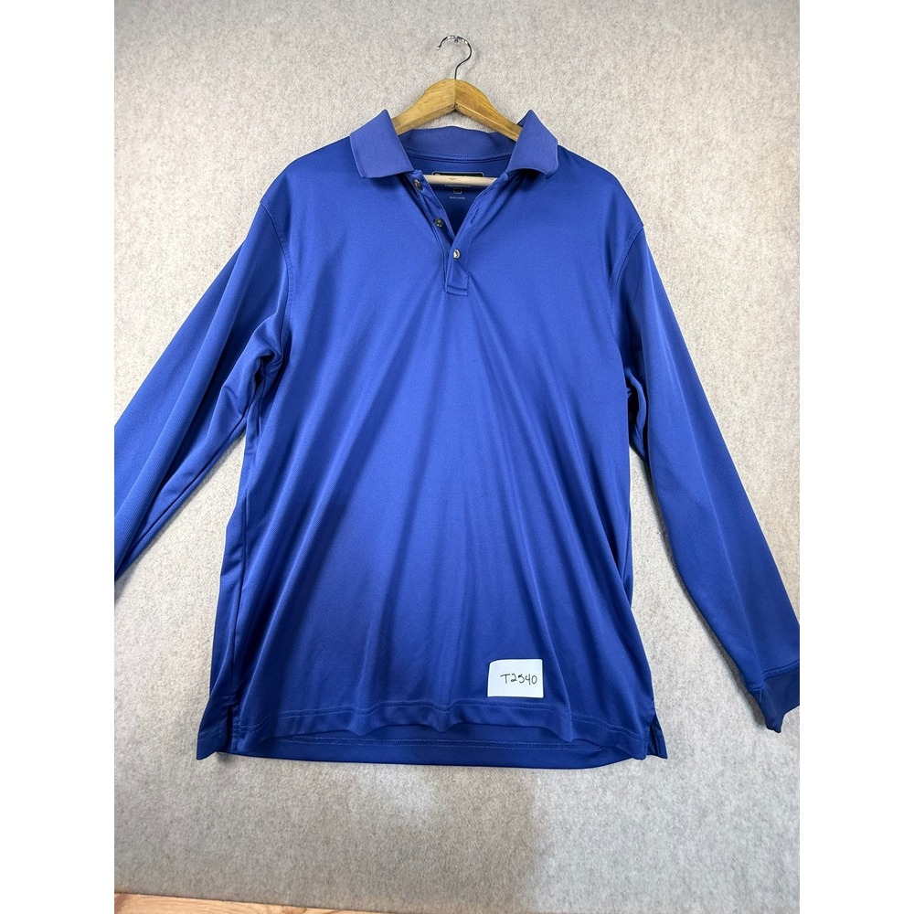 Pebble Beach Performance Polo Shirt Mens Large Blue Long Sleeve Golf Mesh